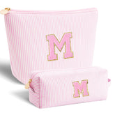 Btffitting pink makeup bag set front view keeps cosmetics organized on the go