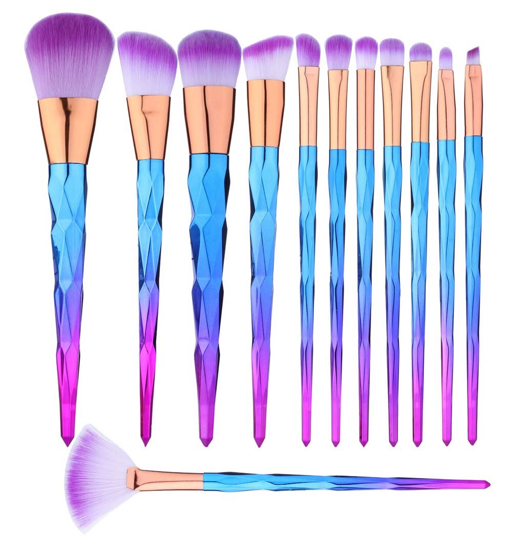 BTYMS 12-piece makeup brush set shown for a complete base makeup routine