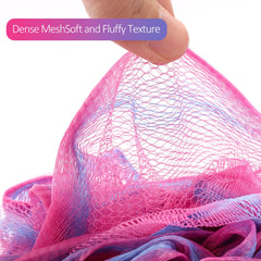 BTYMS loofah sponge teal for deep pore cleansing in shower.