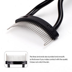 BTYMS metal teeth lash comb closeup showing precise separation