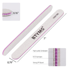 BTYMS nail files 100 grit for shaping acrylic nails with precision