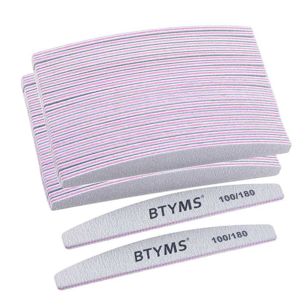 BTYMS nail files set collection shows 50 double-sided boards for precise shaping