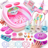Bubbly Girlz glow-dark spa kit setup for at-home birthday pampering.