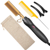 BudiGl hot comb straightener closeup shows smooth glide for frizz control.