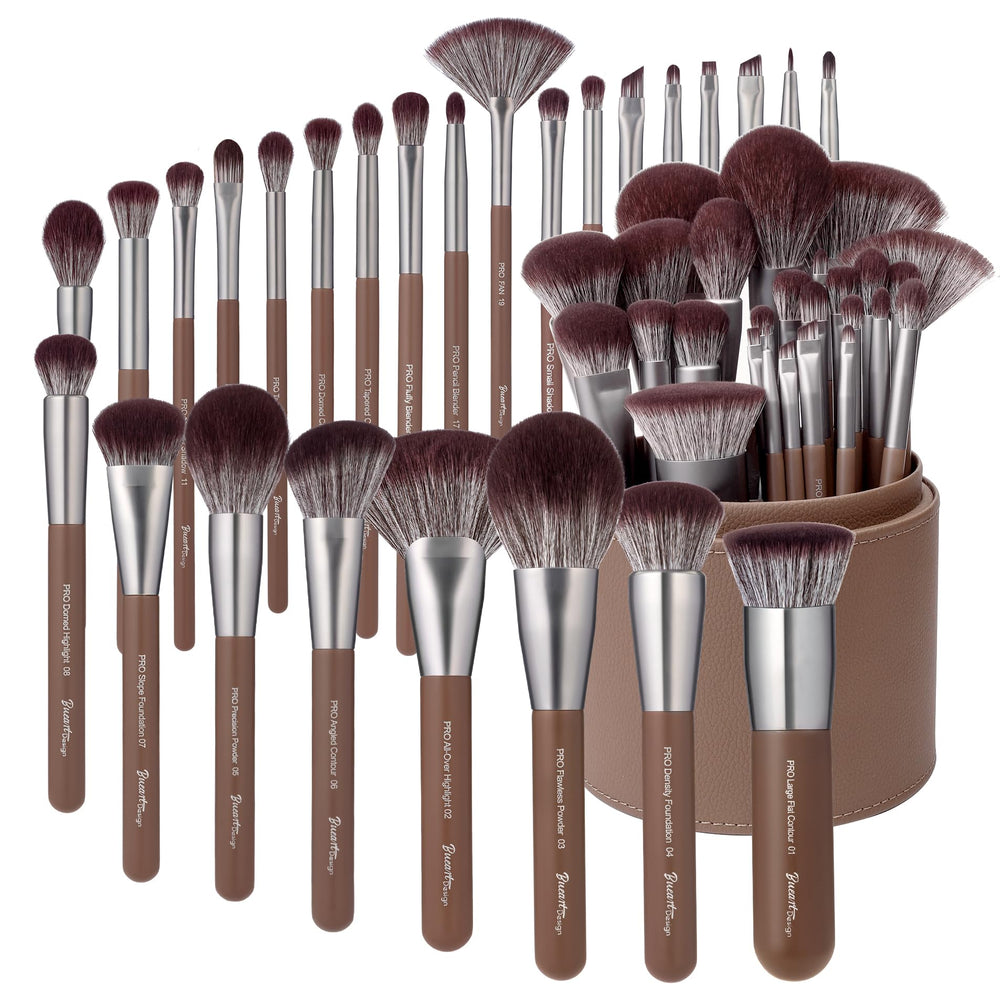 Bueart Design 26-pcs chocolate-colored makeup brush set for comprehensive artistry