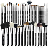 BUEART DESIGN 42pcs brush set in matte pearl-black for professional artistry.