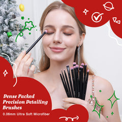 Bueart Design detail brushes for eyeshadow, crease, and shader for defined looks.
