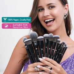 Bueart Design labeled brushes close-up showing organized identification for faster routine.