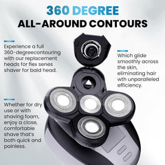 BueRallan 5D floating head close-up shows flexible blades for a smooth shave.