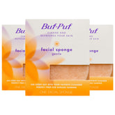 Buf-Puf Gentle Facial Sponge pack of 3 for daily cleansing and gentle exfoliation.