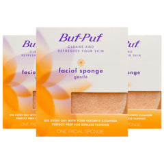 Buf-Puf Gentle Facial Sponge pack of 3 for daily cleansing and gentle exfoliation.