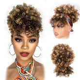builson Drawstring Ponytail afro puff close-up highlights natural texture for everyday styling.