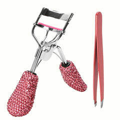 BuleVina pink eyelash curler with tweezer for all-day curl.
