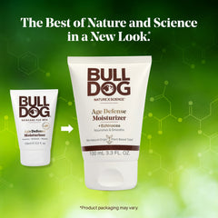 BULLDOG Age Defense Moisturizer texture close-up showing smooth, non-greasy finish