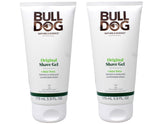 Bulldog Original Shave Gel bottle closeup highlighting natural ingredients for a smoother shave