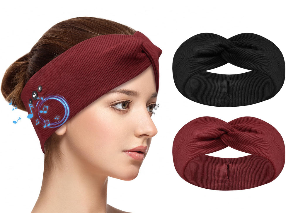 BULYPAZY 2-pack headband headphones worn during workouts with secure fit and comfort.