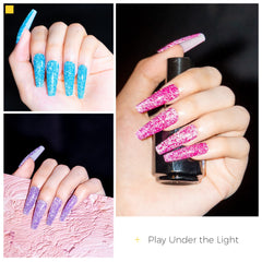 BURANO holographic glitter nail polish close-up captures multi-chrome sparkle