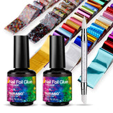 BURANO nail foil glue gel bottle close-up showing dual 15 ml containers for home use