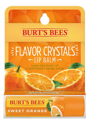 Burt's Bees Flavor Crystals lip balm Sweet Orange tube provides long lasting moisture.