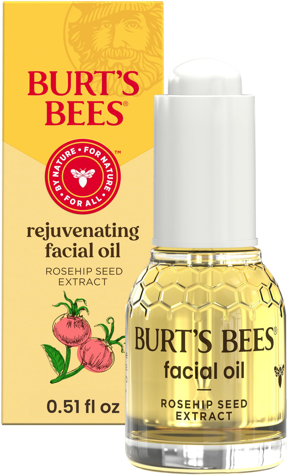 Burt's Bees Gua Sha Oil bottle close-up showing hydrating formula for calm skin