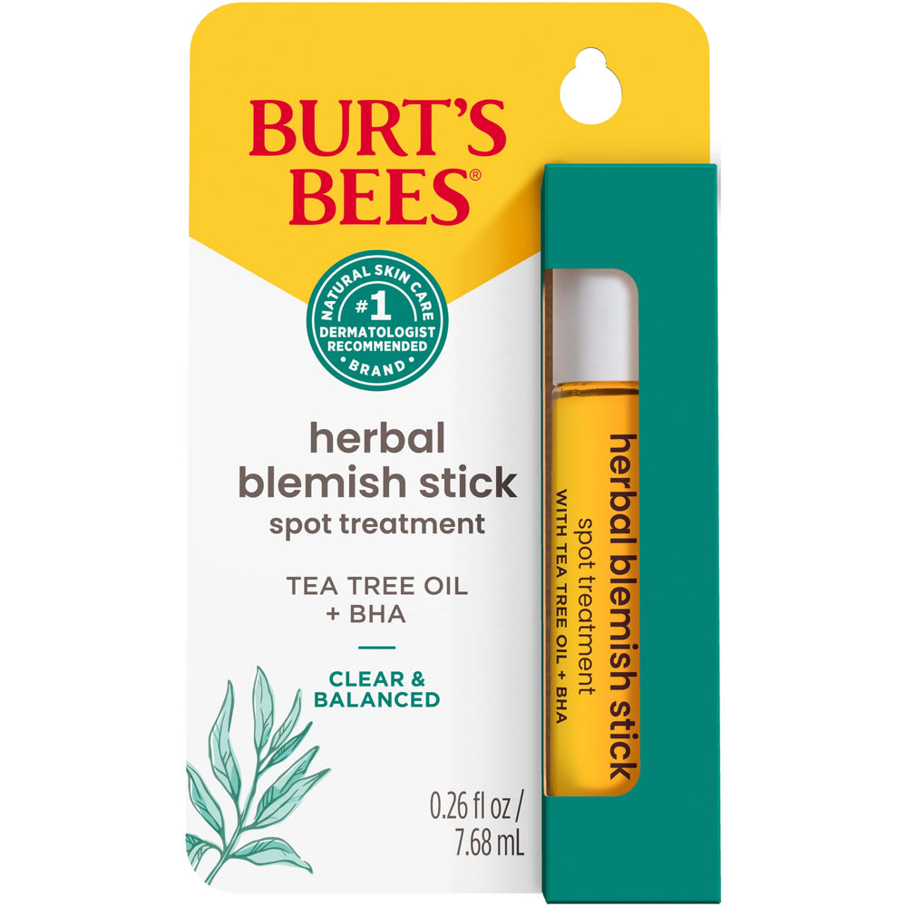 Burt's Bees Herbal Blemish Stick packaging, ideal for on-the-go blemish control.