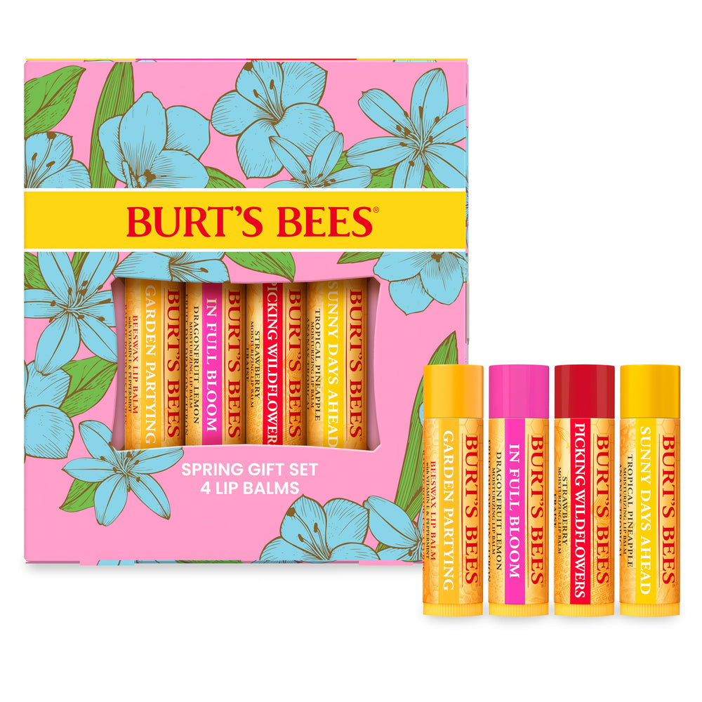 Burt's Bees In Full Bloom lip balm set with four tubes ready for daily moisture