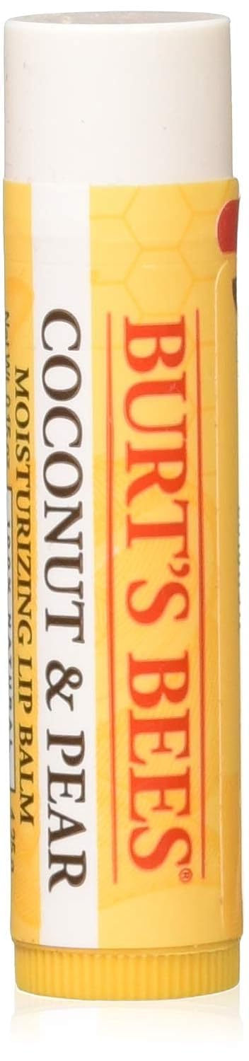 Burt's Bees Lip Balm Coconut & Pear pack of 4 tubes for on-the-go moisture.