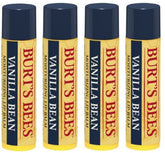 Burt's Bees lip balm vanilla bean 4-pack packaging for on-the-go hydration.