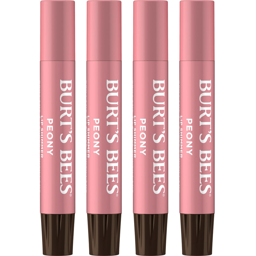 Burt's Bees Lip Shimmer Peony tube-front with subtle glow and hydration