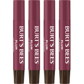 Burt's Bees Lip Shimmer Plum tube shows buildable plum glow for everyday lips.
