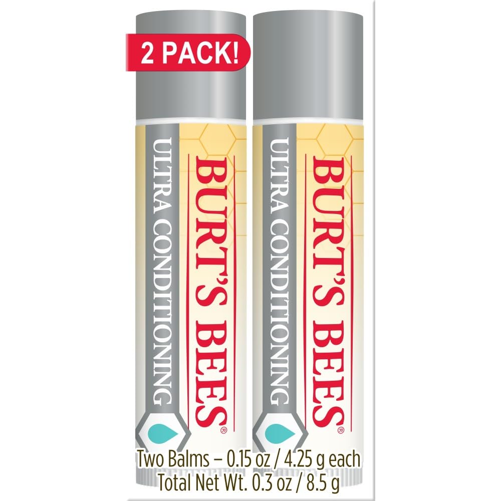 Burt's Bees Ultra Conditioning Lip Balm 2-pack tubes deliver smooth lip moisture.