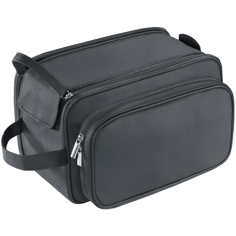 Buruis extra-large toiletry bag in black with roomy interior for organized travel.
