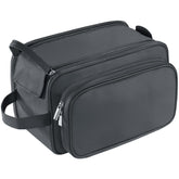 Buruis extra-large toiletry bag in black with roomy interior for organized travel.