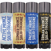 BushKlawz travel sampler set front shows four solid colognes for on-the-go scenting.