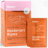 BUSYCO Refresh Line Wipes packaging sleeve shows stylish, sustainable design for on-the-go use.