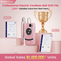 Buways nail drill LED display showing precise speed and battery status for confident use.