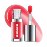 Buxom Full-On Glossy Lip Oil Cherry Flip bottle closeup showing hydration-ready gloss.