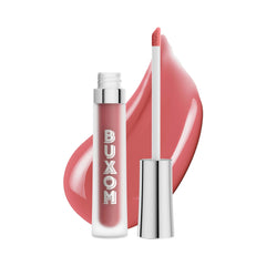 BUXOM Full-On Mudslide lip cream tube close-up showing creamy color for easy application.