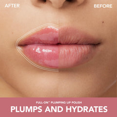 Buxom Full-On Emma lips closeup highlights tantalizing tingle and shine