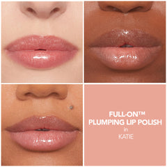 Buxom Katie lip-gloss-shimmer closeup highlights vivid shine and a statement pearlescent finish.