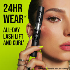 Buxom Lash Xtension Lift Mascara black pigment for bold lash definition.