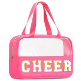 BuyCard Cheer Chenille Bag front view in rose red for stylish on-the-go cheer essentials