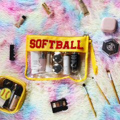 BuyCard softball gift makeup bag small perfect for coins, cards, and on-the-go.