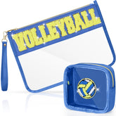 BuyCard volleyball clear PVC cosmetic pouch keeps makeup visible for quick access.