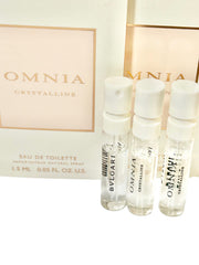 BVLGARI Omnia Crystalline vial-closeup highlights portable scent for daily touch-ups.