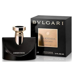 BVLGARI Splendida Jasmin Noir bottle closeup highlights luxurious florals for evening wear.