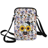 BWWKTOP Horror Clown Crossbody Bag front view shows bold art and practical pocket layout.