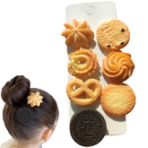 BXBibxiy cookie hair clips set7 close-up showcases textured epoxy resin for cute daily wear