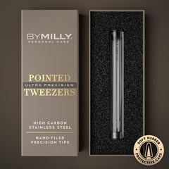 By MILLY pointed tweezers needle-nose view highlights fine-point control for ingrown hairs