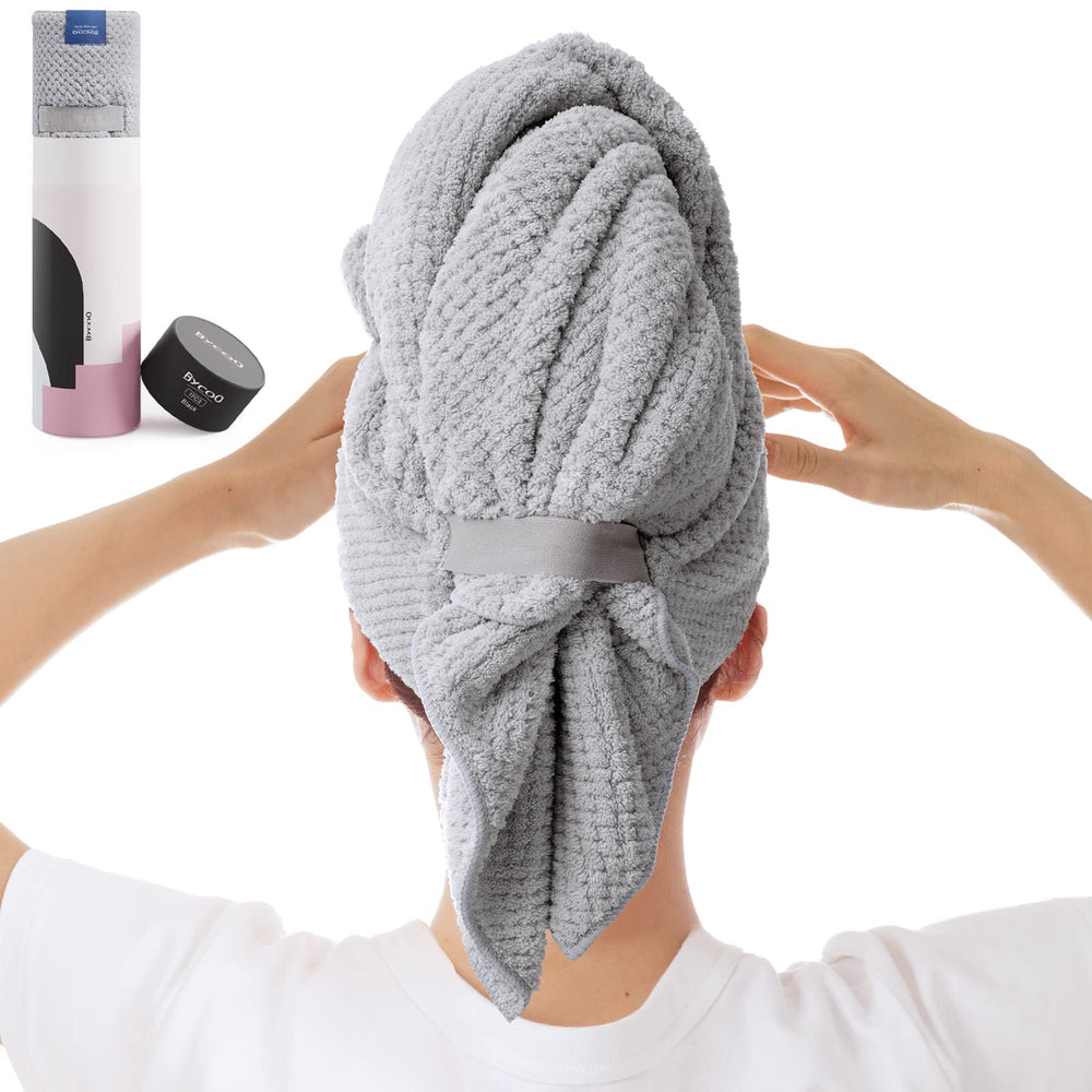 BYCOO large microfiber towel folded, generous size for thick hair